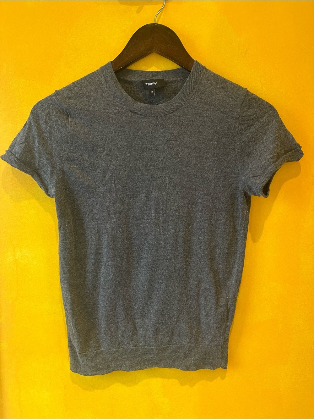 Theory Short Sleeve Crewneck T-Shirt in Charcoal Gray